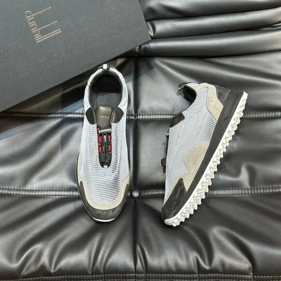 Dunhill Mens Lace-Up Leisure Mesh Sneakers Grey - Picture 3 of 10